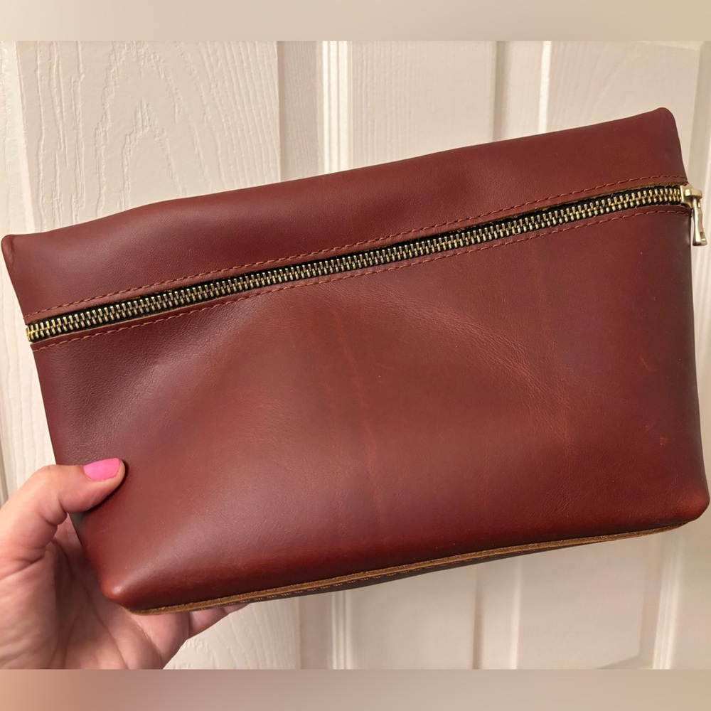PLG XL Classic Makeup Cosmetic Pouch in Smooth Leather (likely) Chestnut 🌰
